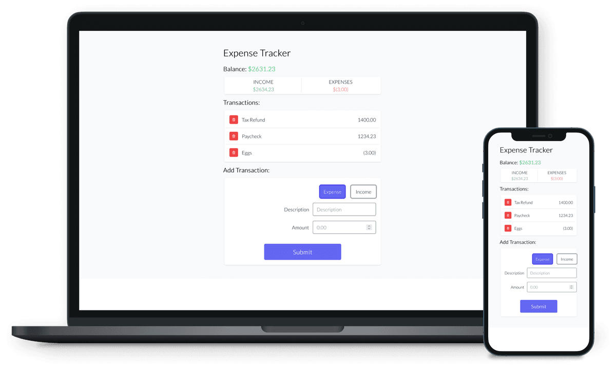 screenshot of Expense Tracker